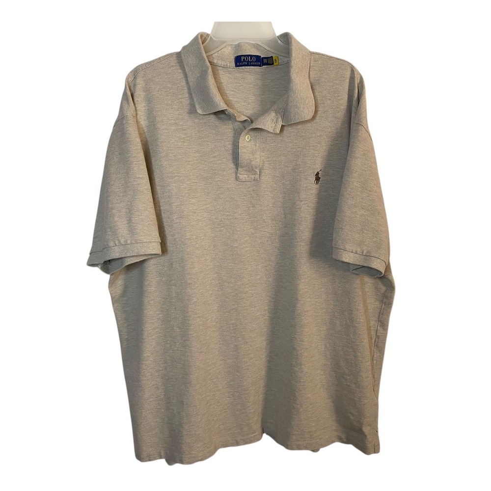 Polo Ralph Lauren Polo Shirt Men's 3XB Big Beige Tan Short Sleeve Pony Logo